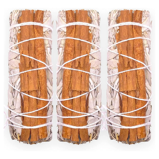 White Sage & Cinnamon Bundle Smudge Stick - 4"