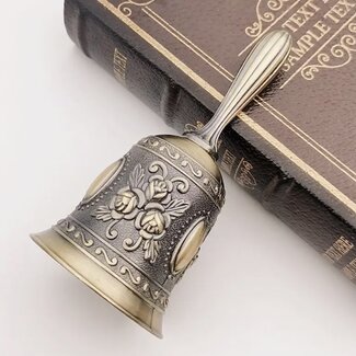 Bronze Altar Bells Chimes - Deco 4.5" - Hand Call Ritual Clearing Sacred - Vintage Look