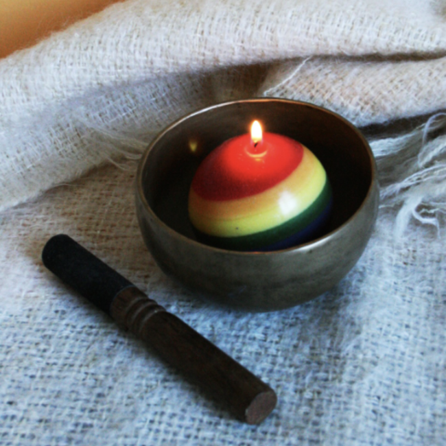 Chakra Globe Candle - Round Rainbow