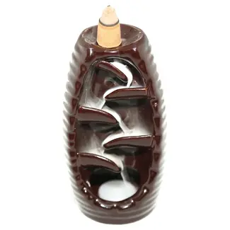 Backflow Reverse Flow Cone Incense Burner - Black Waterfall - 4.75" Height Black Ceramic