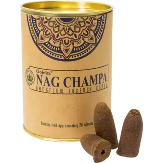Nag Champa Backflow Incense Cones- 24 Cones -Goloka