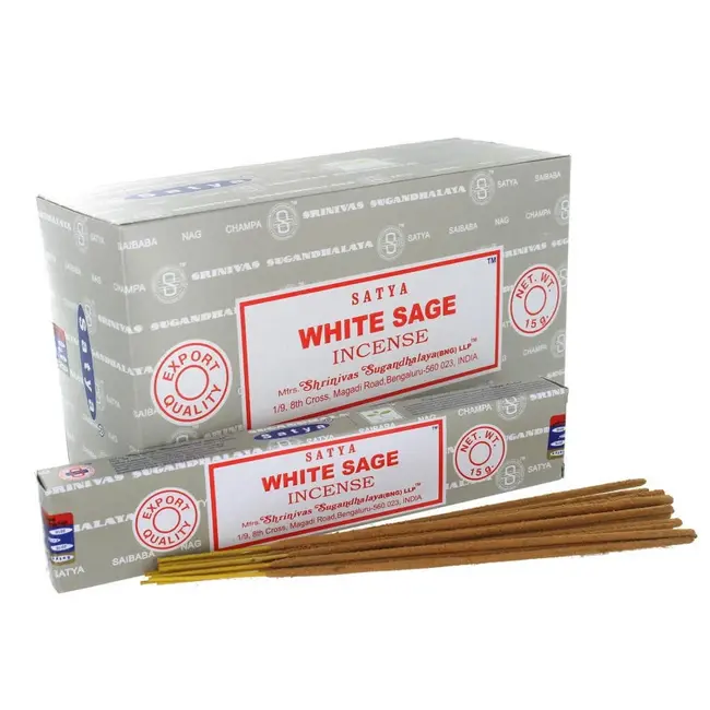 White Sage Incense - 12 Sticks in Box 15g - Satya