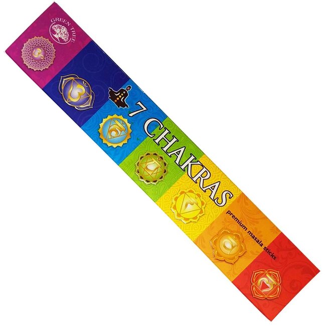 7 Seven Chakras Incense Masala -12 Sticks in Box 15g - Green Tree
