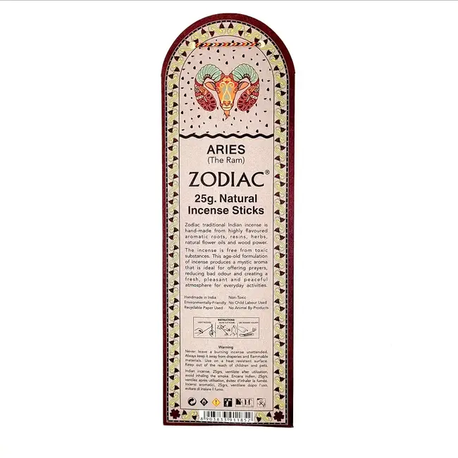 Aries (Rose) Incense Sticks - Zodiac Horoscope Astrology 25g - R Expo