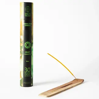 Heart Chakra Incense Sticks Set Kit - Rose - 30 Sticks & Sled Holder Burner - Earth's Elements