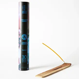 Throat Chakra Incense Sticks Set Kit - Patchouli - 30 Sticks & Sled Holder Burner - Earth's Elements