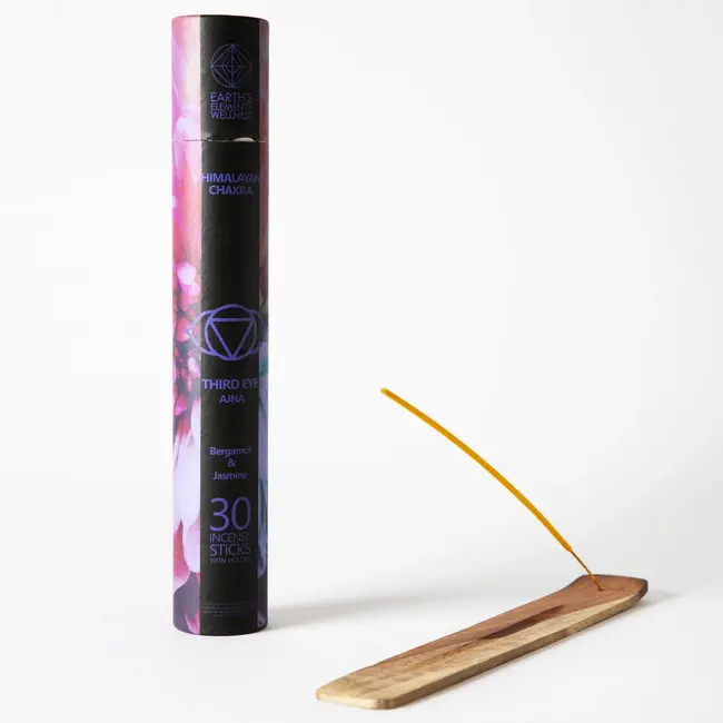 Third Eye Chakra-Bergamot & Jasmine Incense-30 Sticks & Sled Burner-Earth's Elements