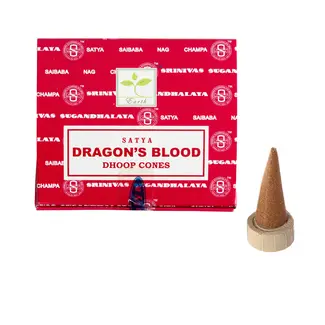 Dragons Dragon's Blood Incense (Dhoop) Cones - 12 Cones/Box - Satya
