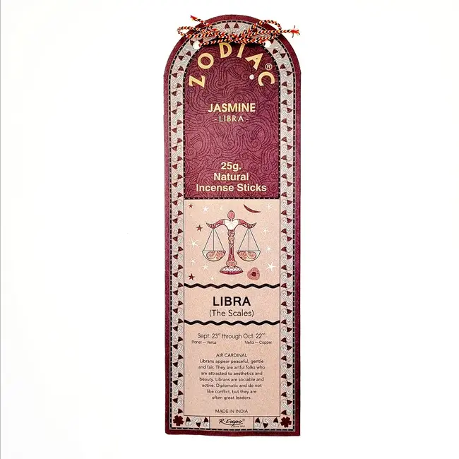 Libra (Jasmine) Incense Sticks - Zodiac Horoscope Astrology 25g - R Expo