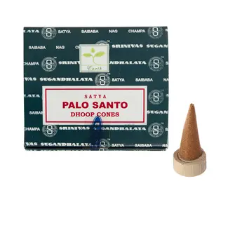 Palo Santo Incense (Dhoop) Cones - 12 Cones in Box - Satya