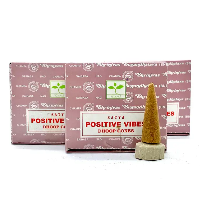 Positive Vibes Incense (Dhoop) Cones - 12 Cones/Box - Satya