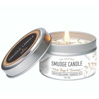 White Sage & Cinnamon Smudge Candle - 3.5oz Tin Essential Oil