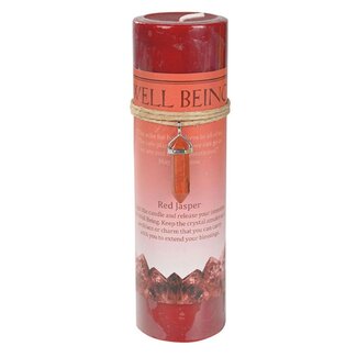 Well Being Pillar Candle - Red Jasper Charm Point Necklace - Ritual