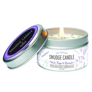 White Sage & Lavender Smudge Candles - 3.5oz Tin Essential Oil