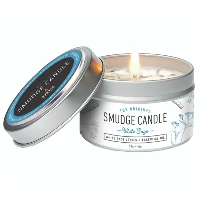 White Sage Smudge Candle - 3.5oz Tin Essential Oil