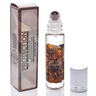 Organic Essential Oil Roller Roll On - Protection (Palo Santo & Frankincense) Gold Tigers Eye .5oz-Earth's Elements