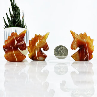 Banded Carnelian Unicorn - Medium 1-2" Animal Carvings