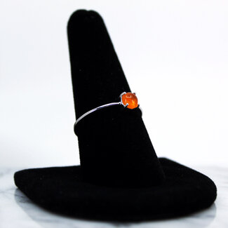 Carnelian Rings - Size 5 Simple Round Claw Prong Set - Sterling Silver