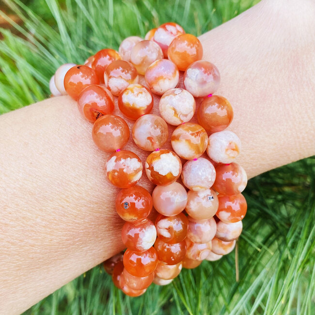 Sweet CARNELIAN bracelet with gold lava stone and hematite, bright orange  gemstone Bracelet – Crystal boutique
