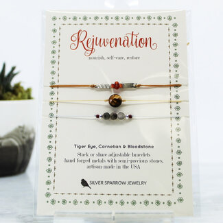 Gold Tigers Eye, Carnelian & Bloodstone Bracelet (Rejuvenation) - Stackable Silver Sparrow