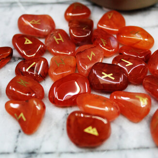 Carnelian Runes Set (Mini) - Velvet Bag Divination Tool Elder Futhark Casting Nordic