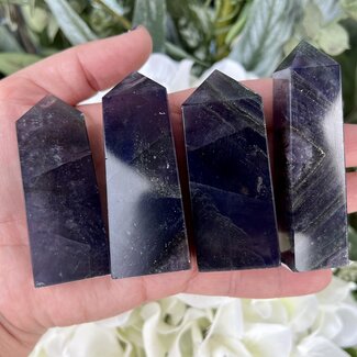 Rainbow Fluorite & Pyrite Obelisk - Medium