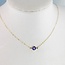 Blue Evil Eye Necklace - Adjustable 16-18" Gold Plated Chain