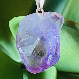 Amethyst Point Pendants - Rough Raw Natural (0.75") - Silver Plated