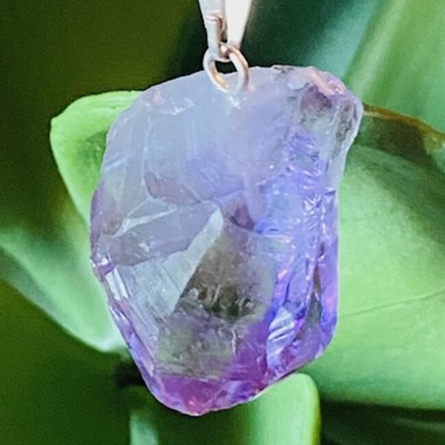 Amethyst Point Pendants - Rough Raw Natural (0.75") - Silver Plated