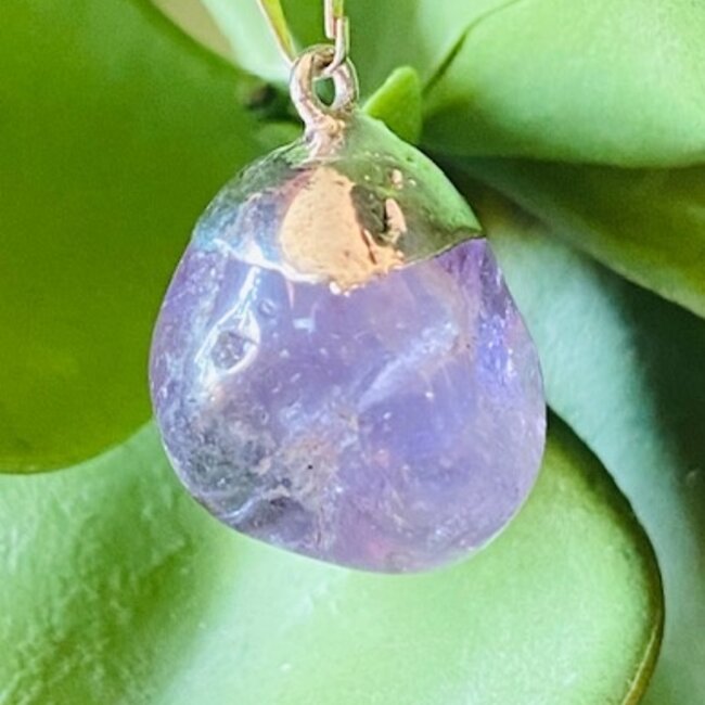 Amethyst Pendant - Tumbled Silver Cap