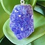 Amethyst Druzy Pendant- Silver Plated Rough Raw Natural