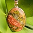 Unakite Jasper Pendant Oval Sterling Silver
