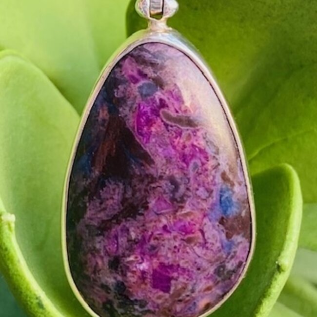 Sugilite Pendant-Large Natural Oval Sterling Silver