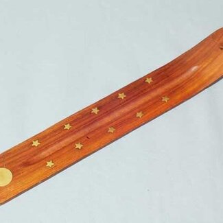 Incense Stick Burner Sled-Sun & Stars-Wood Holder Boat Carved Canoe
