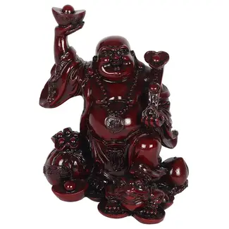 Good Fortune Laughing Buddha Statue - 6 "H x 5"W Red