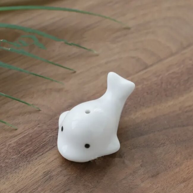 Incense Stick Burner Holder - White Dolphin Mini Ceramic