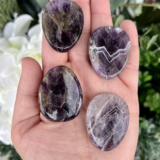 Chevron (Dream) Amethyst Worry Stones (Thumb Fidget Relaxation Pocket) Stones - Medium Oval