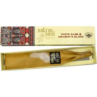 White Sage & Dragon's Blood Incense Sticks Smudge -12 Sticks in Box 15g - Native Soul