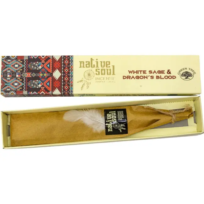 White Sage & Dragon's Blood Incense Sticks Smudge -12 Sticks in Box 15g - Native Soul