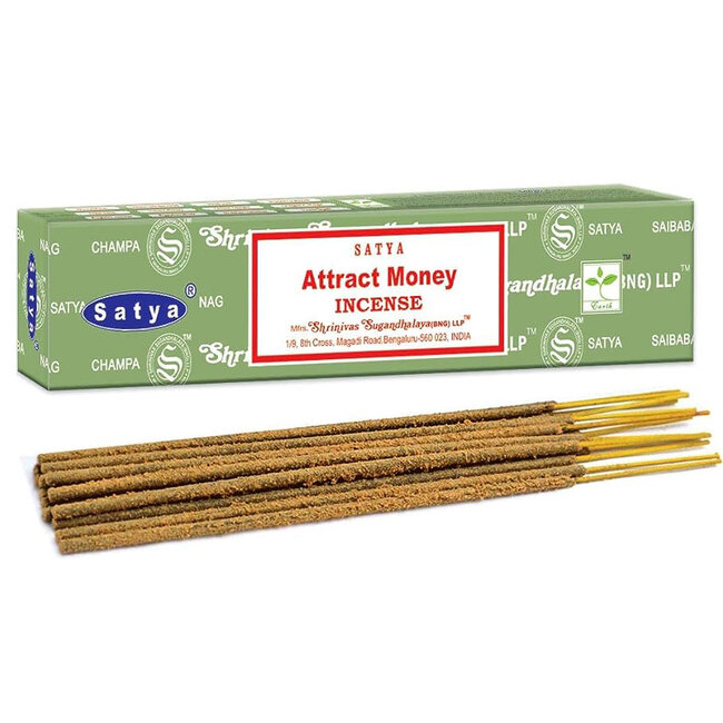 Attract Money Incense -12 Sticks in Box 15g - Satya