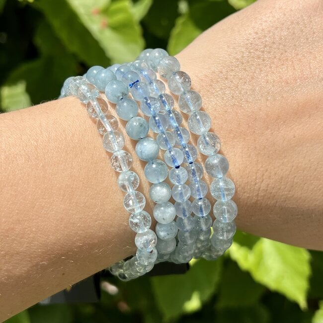 Aquamarine bracelet smooth balls 6mm - naturshop.cz