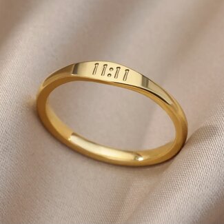 11:11 Gold Plated Rings - Size 8 Simple Stackable