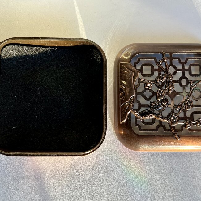 Coil Incense Burner Holder (Cherry Blossom) Alloy Incense Box - Bronze