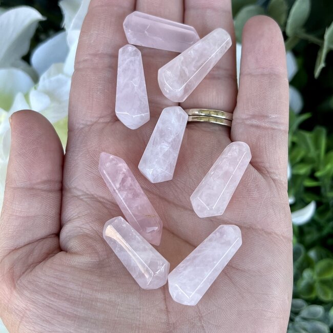 Rose Quartz Double Terminated DT Points - Mini Grids