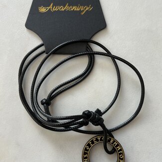 Runic Runes Necklace on Wax Cord Gold - Mens