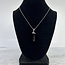 Black Onyx Necklace-Point on Bead Chain 18" Silver Plated