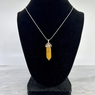 Mookaite Jasper Necklaces - Point on Bead Chain 18" Silver Plated