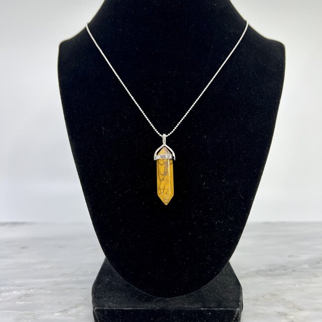 Mookaite Jasper Necklaces - Point on Bead Chain 18" Silver Plated