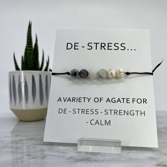De - Stress Bracelet - Variety of Agate - Parachute Adjustable Bead
