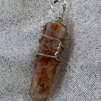 Sunstone Wire Wrapped Pendant - DT Point Double Terminated